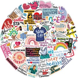 Caring for Health Stickers for Laptop (Pack of 50), Gift for Children, Teenagers, Adults, Boys, Health Care Stickers, Waterproof Vinyl Stickers for Scrapbooking, Skateboard, Car, Luggage
