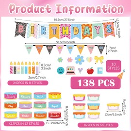 Fuyoooo 127 Pcs Birthday Graph Bulletin Board Set Colorful Happy Birthday Bulletin Board Decorations Classroom Chart Calendar Cutout (Composition)