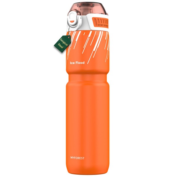 MYFOREST 24oz/700ml Insulated Cycling Water Bottle, Surgical Steel 18/10, Most