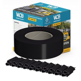 WDB - Privacy Screen Strips for Double Rod Mats Privacy Screen Fence - 4.75 cm x 35 m + 20 Mounting Clips - PVC Wind Protection Basic Line - Black - RAL 9005