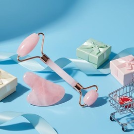 BAIMEI IcyMe - Rodillo de jade y Gua Sha, rodillo facial para reducir el enrojecimiento de la piel, cuidado personal para hombres y mujeres, masajeado