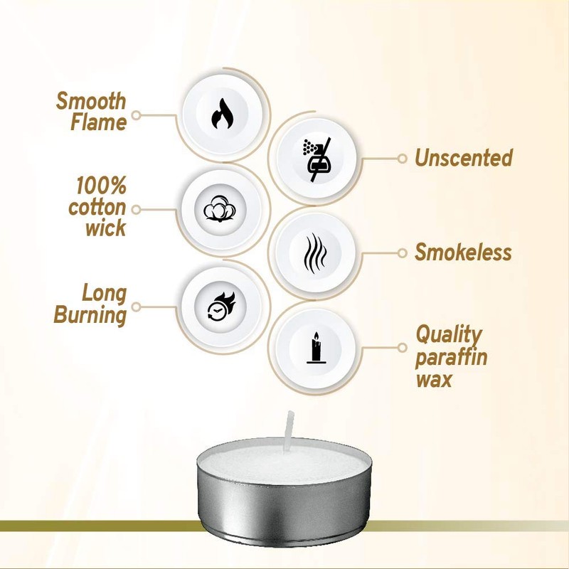 L'ner Tea Light Candles – Set of 300 Unscented Tea