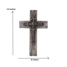 Comfy Hour 13" Polyresin Cross for Wall Industrial Style Faux Wood Design Nail and Wire Wall Decoration for Christmas, Communion and Nativity, Brown, Faith and Hope Collection