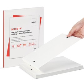 MUNBYN Thermal Printer Paper 8.5 x 11 Inch, US Letter Size Thermal Paper 200 Sheets, Compatible with ITP01/A40 Portable Thermal Printer, Continual Feeding Thermal Paper