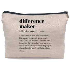 Ayxvt Difference Maker Gifts Makeup Bag, Thank You Appreciation Gifts for Women Coworkers Teacher Mentor Boss Leader Manager Nurse Social Worker Volunteer Cosmetic Bags Zipper Makeup Pouch