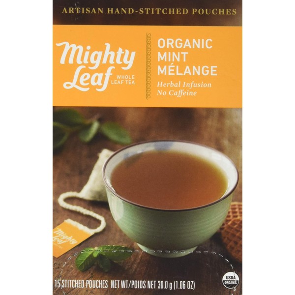 Mighty Leaf Tea Organic Mint Melange Hand-Stitched Tea Bags, 15 ct