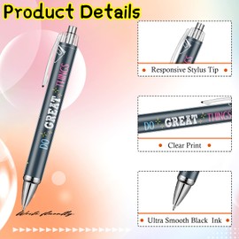 10 Pcs Inspirational Ballpoint Pens Motivational Quote Pens Retractable Funny Pens Black Ink Pen Set with Stylus Tip Colorful Metal Encouraging Writing Pen for Office, 10 Styles (Lovely Style)