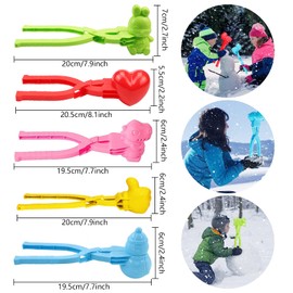 Pack of 5 Snowball Shapers, Snowball Tongs, Sandball Snowball Clip, Snowball Maker, Snow Shapes, Many Shapes, Winter Outdoor Toy for Snowball Fight Games, Winter Snow Beach (D)