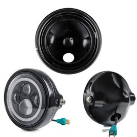 Autokun Universal 7 Inch Headlight Housing Motorcycle 7" Led Headlight Bucket w/ Mounting Brackets Fit 28-42mm Fork Tube