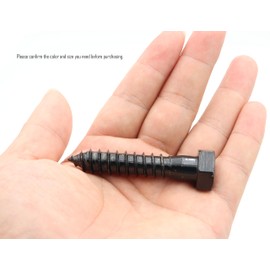 LBY 7pcs Lag Screws, 1/2" x 2-1/2" Hex Head Lag Screws Bolts (with Washers), Heavy-Duty Wood Screws for Decking & Structural Fastening, 304 Stainless Steel, (Black)