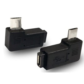 Posdou 1 Pair Right Left 90 Degree Angle Micro USB Male to Micro USB Female Adapter