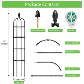 Huvai 2 Pack 6Ft Tall Garden Obelisk Trellis for Climbing Plants Outdoor, Rustproof Plant Trellis Garden Tower Trellis for Potted Plant Climbing, Flowers Vegetable Cucumber Trellis