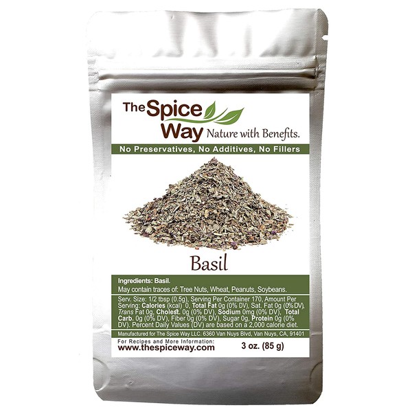 The Spice Way Basil Leaves - | 3 oz | pure dried basil leaf