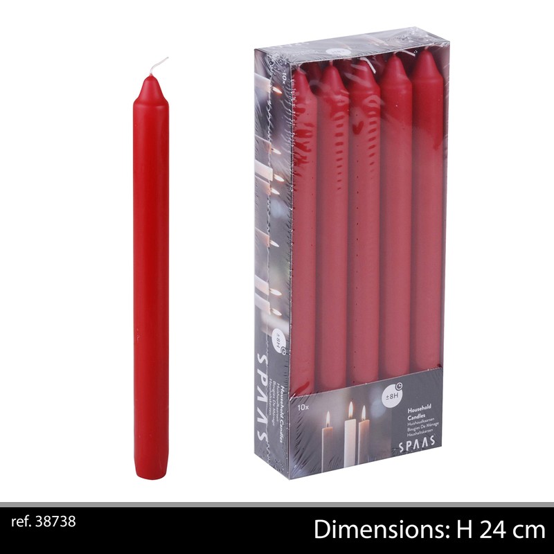 Spaas 10 Household Tapered Dinner Candles 21/240 mm, 8 Hours,
