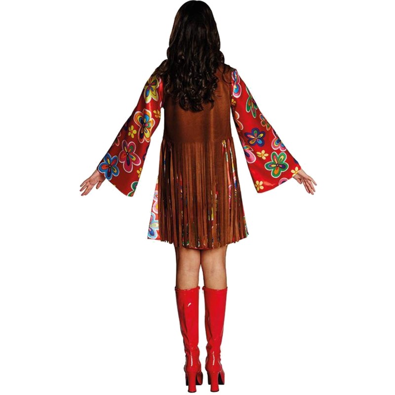 Krause & Sohn Hippie Costume Nancy colorful dress with brown