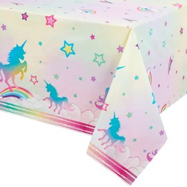 WERNNSAI Unicorn Tablecloths - Unicorn Party Accessories 137 x 274 cm Print Plastic Tablecloth for Girls Birthday Baby Shower Unicorn Theme Party Decorations