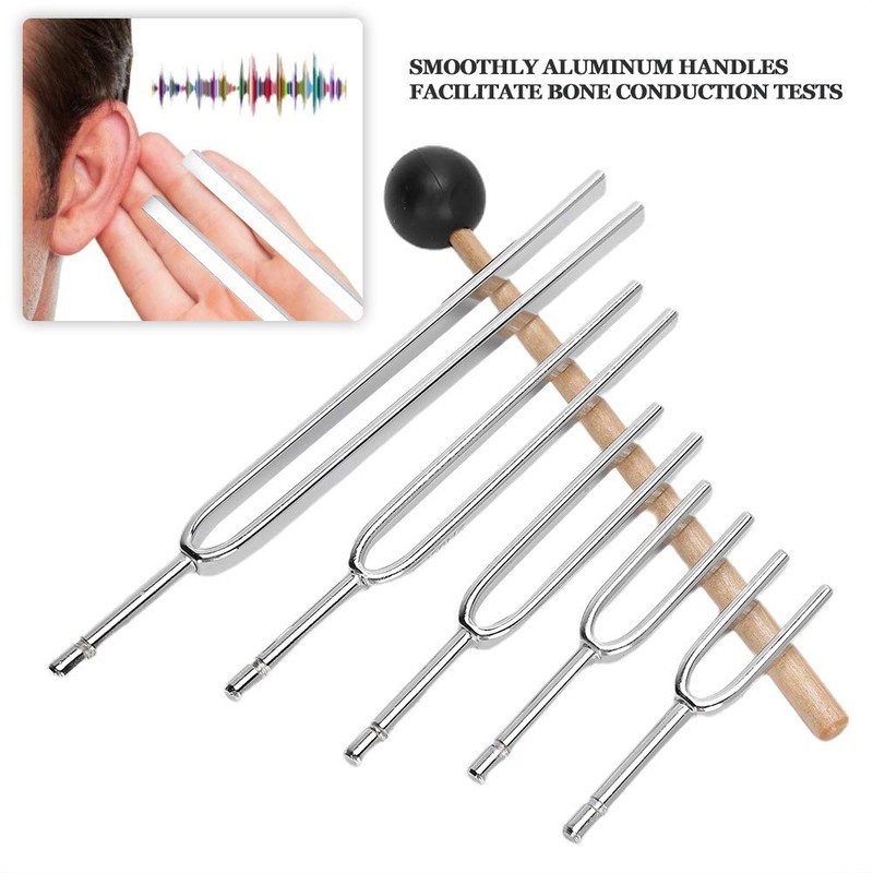 Brrnoo Tuning Fork Set, 5PCS 128HZ+256HZ+512HZ+1024HZ+2048HZ Medical Tuning Fork Hearing