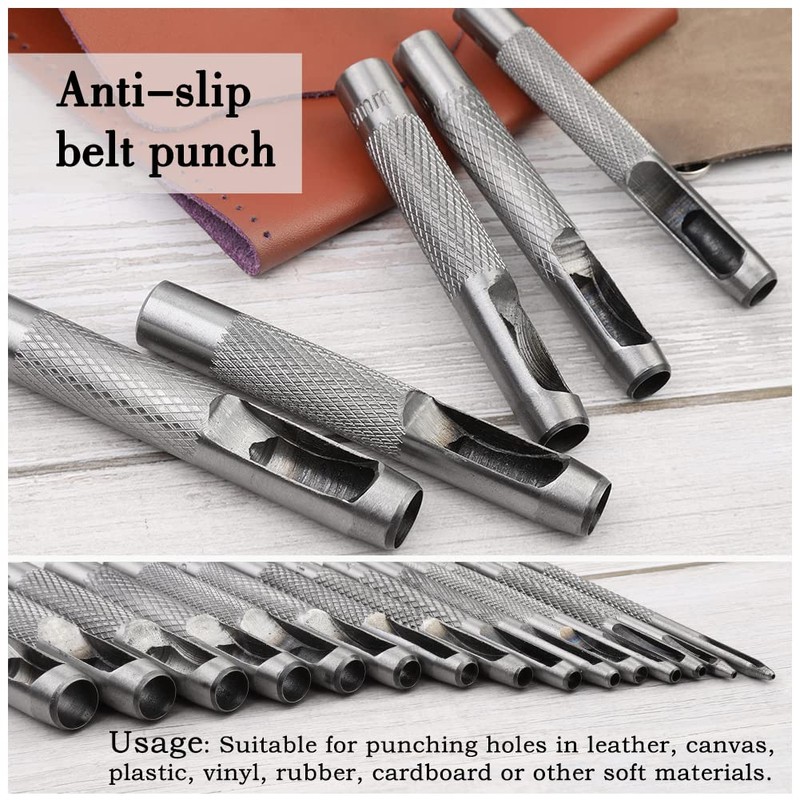 15pcs Leather Hole Punch Cutter, Leather Hole Punch Set, Leather