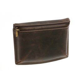 LEAS Vintage Collection Belt and Waist Bag with Belt Tab Genuine Leather Brown, dark brown, Vintage Style