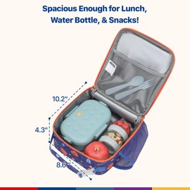 Bagseri Kids Lunch Bag Boys - Insulated Kids Lunch Box for Boys with Water Bottle Holder Reusable Lunch Tote Bag for School, Blue Basketball