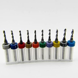 Ten Size Carbide Drill Bit Set .065" - .0781" 1.65-2mm .065, 067/#51 .0689"/1.75mm .070"/#50 .0709"/1.80mm .073"/#49/1.85m .0748" 1.90mm .076"/#48 .0768"/1.95mm 5/64"/.0781 2mm 1/8" Shanks