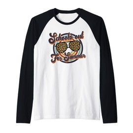 2jJ Vintage Teacher Leopard Summer Last Day Of School Raglan Baseball Tee