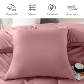 REDKEY Cushion Cover 50 x 70 cm, Set of 2 Pillowcases with Zip, Brushed Microfibre Cushion Cover for Cushions, Washable up to 40 °C, Dusky Pink