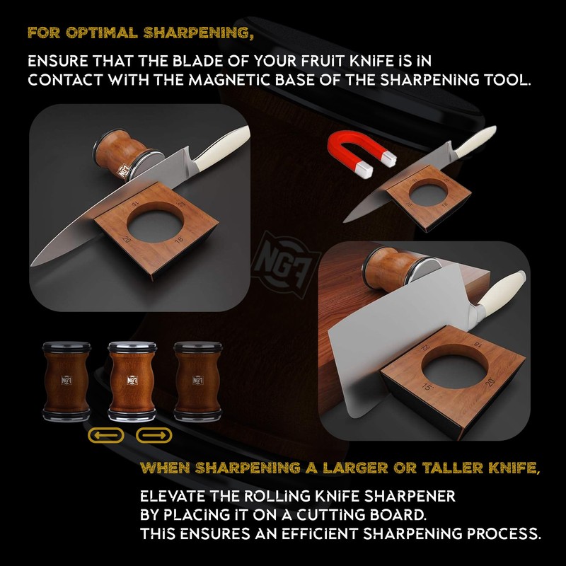Knife Roller Sharpener Linen Kit with Diamond Discs, Multi Angle
