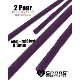 SNORS 2 Pairs of Waxed Round and Flat Shoelaces, 18 Colours, 45-150 cm, Tear-Resistant, Stable, Cotton Shoe Laces for Business, Leather Shoes, Boots, purple