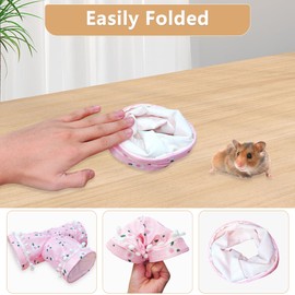 Oiuyamn 2pcs Hamster Tunnels and Tubes, Collapsible 3 Way & 1 Way Small Animal Tunnels for Hamster/Bunny/Guinea Pig/Ferret/Hedgehog/Holland Pig Hiding and Resting