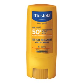 Mustela Stick Solare Protezione Molto Alta SPF50+ Viso e Labbra Bimbi, 10 ml