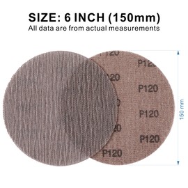 50pcs 6" Mesh Sanding Discs Dust-Free 120 Grit Velcro Anti-Block Mesh Sandpaper for Body Wood Drywall Metal