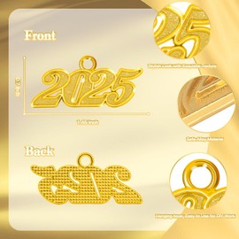 2025 Graduation Charm Tassel - Gold Pendant for Jewelry Making & New Year Necklace