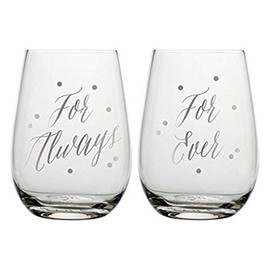 Creative Brands Slant Collections - Set of 2 Stemless Wine Glasses, 20-Ounce, Always / Forever