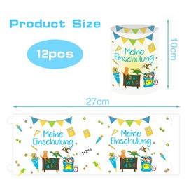 12 Lanterns, Table Decoration for School Boy, My First School Table Decoration, Lantern Table Decoration, First Day of School, Blue, Dinosaur My First Day of School Decoration, Boy, Suitable for Tea