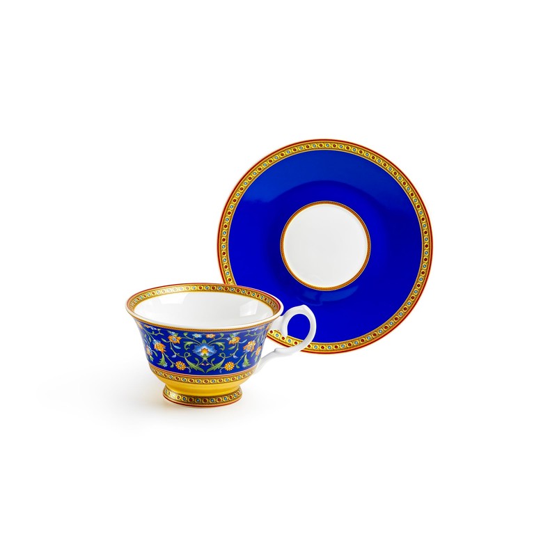 Gracie Bone China Royal Blue Floral Bone China Tea Cup
