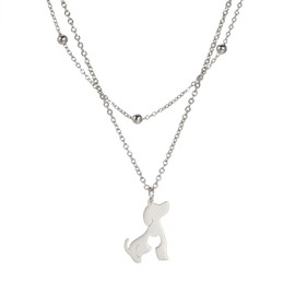 TEAMER Stainless Steel Dog Cat Horse Fox Pet Animal Pendant Cute Necklace Chain Jewellery for Women, Stainless Steel