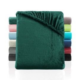 BaSaTex Cashmere Touch Plush Premium Children's Fitted Sheet Super Soft Fluffy Winter Fitted Sheet Nicky Teddy Warming Bed Sheet 70 x 140 cm Colour: Dark Green