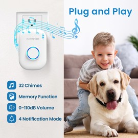 Hathever Dog Bells to Go Outside, Wireless Doggie Door Bell Operating at 1000 Feet with IP65 Waterproof Touch Button, 32 Melodies & 4 Notification Modes