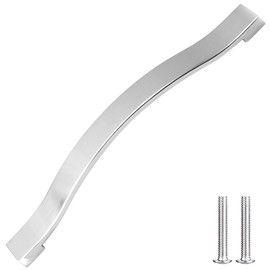 Decoranddecor Floria Bow-Style Polished Chrome Cabinet Handles – Kitchen Cupboard and Wardrobe Pulls for Drawers & Doors, Elegant Silver Furniture Handles - 224mm Hole Center, Polished Chrome