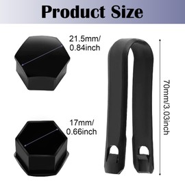17mm Wheel Nut Cap, 20pcs Wheel Bolt Nut Covers, Universal Hexagonal Tire Nut Covers With Removal Tool Set For Cars(Black)