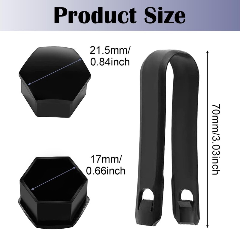 17mm Wheel Nut Cap, 20pcs Wheel Bolt Nut Covers, Universal