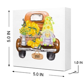 Easy Peasy Lemon Squeezy Wooden Plaque Sign Desk Decor,Farmhouse Lemon Gnome Wood Block Sign Desk Decorations for Country Home Kitchen Farm Garden Shelf Table Decor