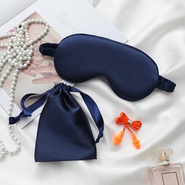 Sweet sleep, soft sleeping eye mask, blindfold, earplugs pouch set Happy Foret Black 2ea