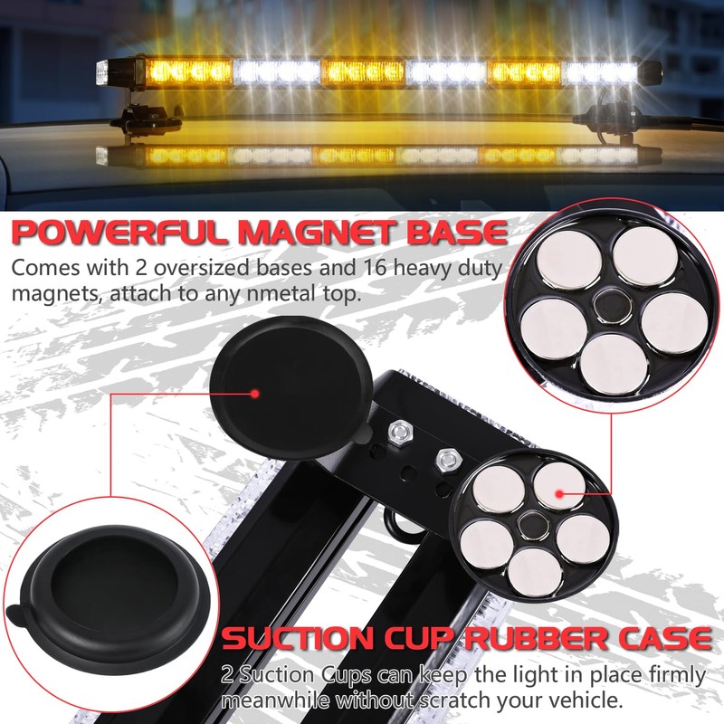 Linkitom 28.5" 54 LED Strobe Light Bar, High Intensity Amber/White
