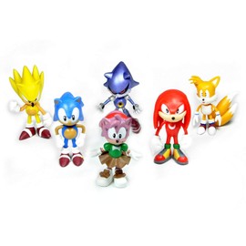 Christmas Stocking Stuffer Sonic Figure Set with Miles, Amy Rose, Metal Sonic, Knuckles and Friends (Unique Design)