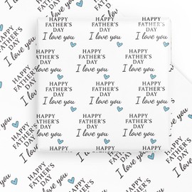 WRAPAHOLIC Father's Day Wrapping Paper Sheet - 6 Sheets Happy Father's Day I Love You Design Folded Flat for Party, Celebration - 19.7 Inch X 27.5 Inch Per Sheet