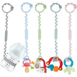 Toy Straps for Baby, 5 Pack Silicone Toy Straps for Stroller, Toy Safety Straps for Teether Toy, Pacifier, Sippy Cup Straps, Adjustable Toy Holder for Stroller, High Chair - BPA Free