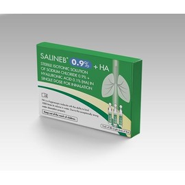 SALINEB SALINEB 0.9% Isotonic Inhalation +HA, Sterile Isotonic Solution of Sodium Chloride NaCl - Inhalation Saline Solution in Single Dose for Inhalation 20 x 5 ml Unit Dose Vials