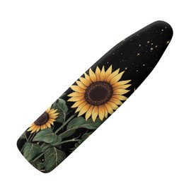 PJHEQOXE Sunflower Ironing Board Cover, Soft Ironing Board Cover, Non Stick Scorch and Stain Resistant Standard Size with Elastic Edges,Black